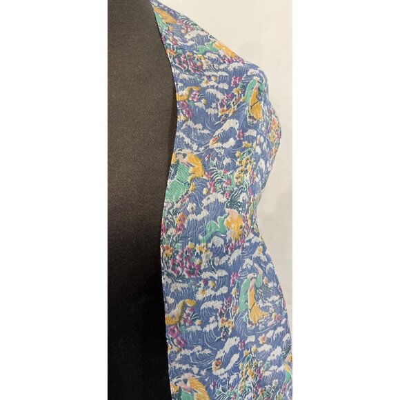 Vtg 1970’s Psychedelic Flowers Waves 20’s Flapper Scarf 74" x 6.5" All Cotton - Picture 3 of 9